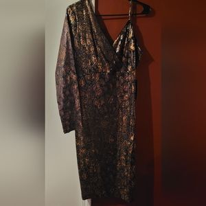 Bronze One Sleeve Party Dress